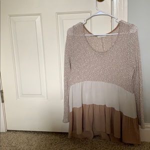 knitted, half sheer long sleeved